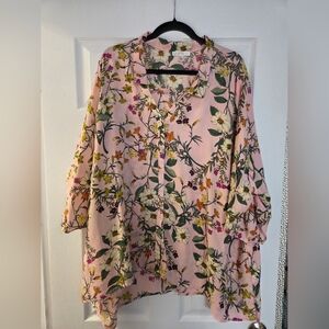 Spense Pink Floral Button-Up Blouse